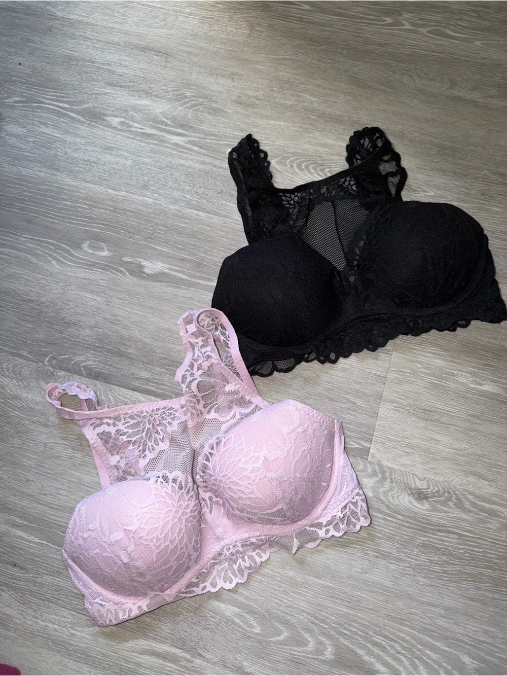Lace Overlay Bralette - Black and Lilac
